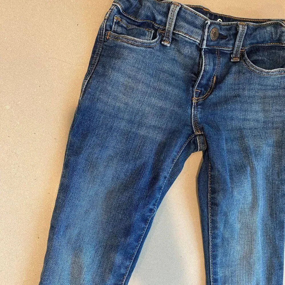 GAP Girls' Super Skinny Jeans – Size 6 Slim, Dark Wash Blue, Mid-Rise Denim